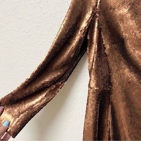 Paule Ka Paris Womens Sequin Cocktail Dress Champagne Gold Size 42 - Picture 3 of 7